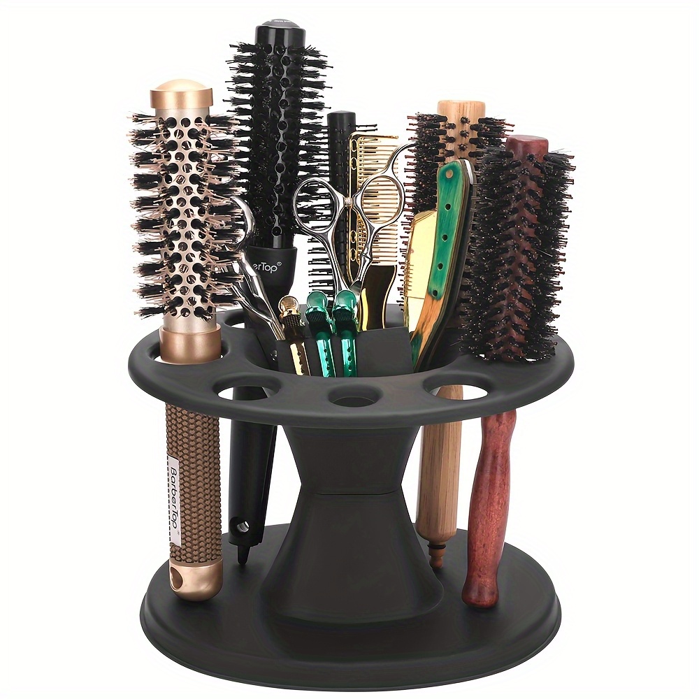 

1pc Professional Round Brush Organizer - Plastic Molding Tool Holder With Multiple Compartments For Brushes, Combs And Accessories, Ideal For Home And Salon Use