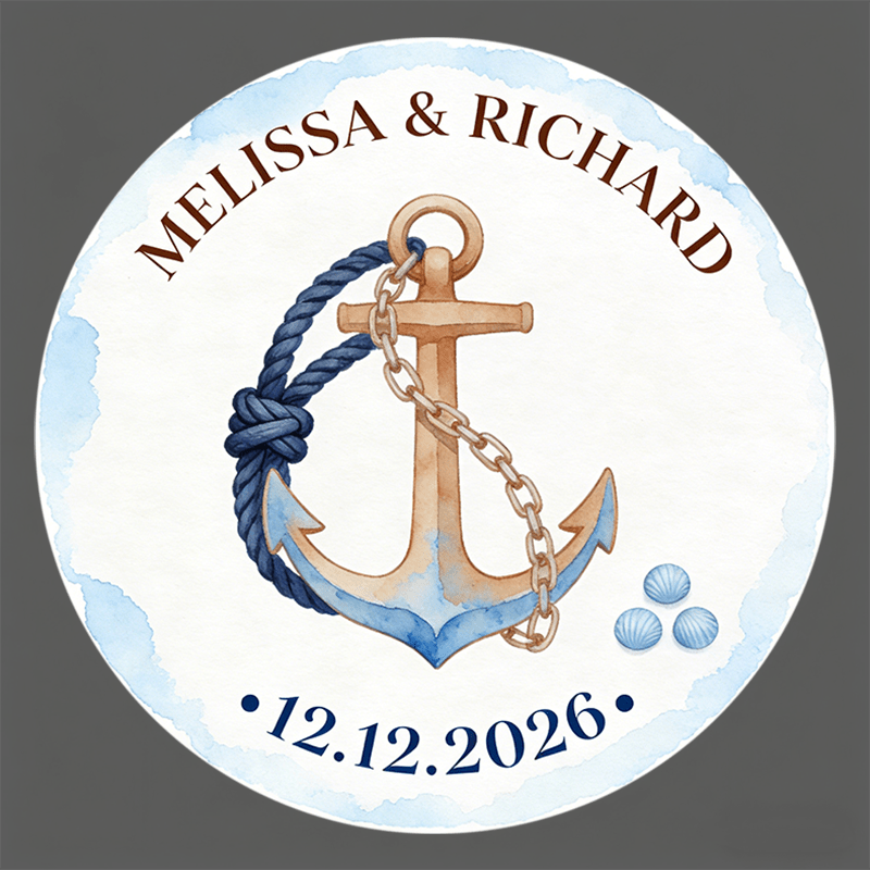 TEMU Adesivi Nautici Personalizzabili per Matrimonio con Design ad di e - Nomi e , Etichette Tonde Multimisura Adatte per Bomboniere, Decorazioni