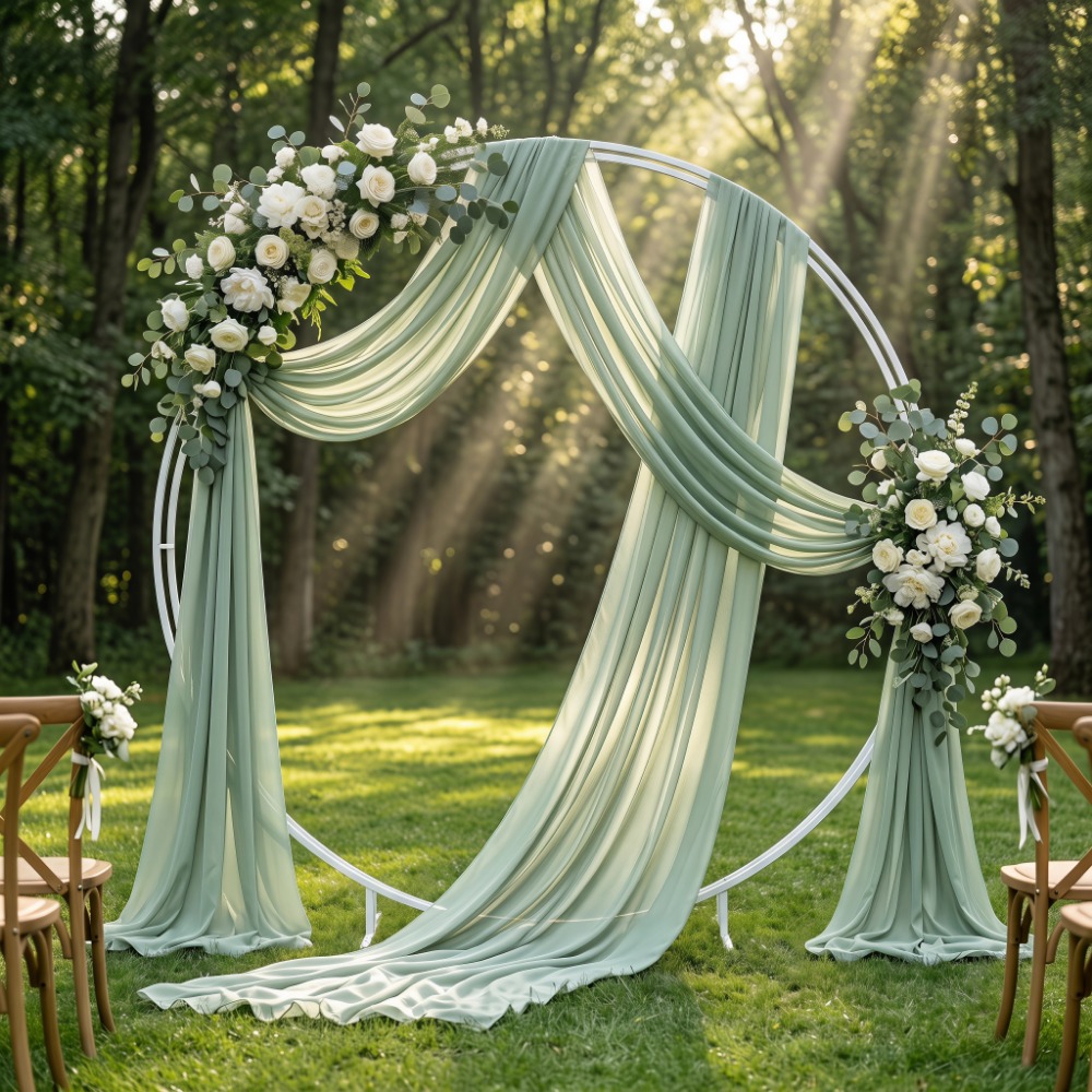 TEMU 2pcs Sage Green Solid Color Decorative Gauze 150cm X 500cm Party Background Curtain Wedding Atmosphere Decoration Netting. Decorate Your , Your
