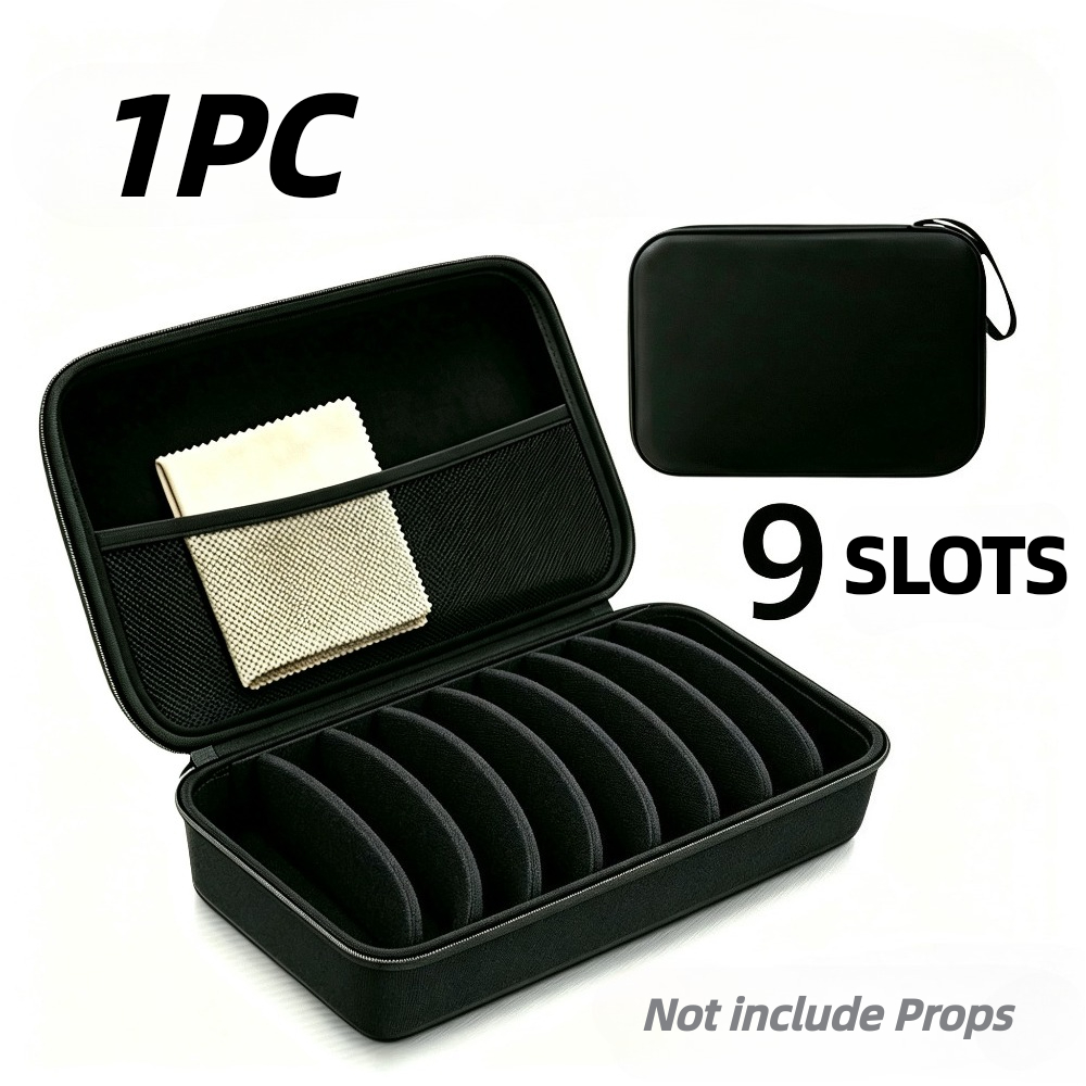TEMU Étui de rangement rigide avec fentes réglables pour lunettes, portable, 9 fentes