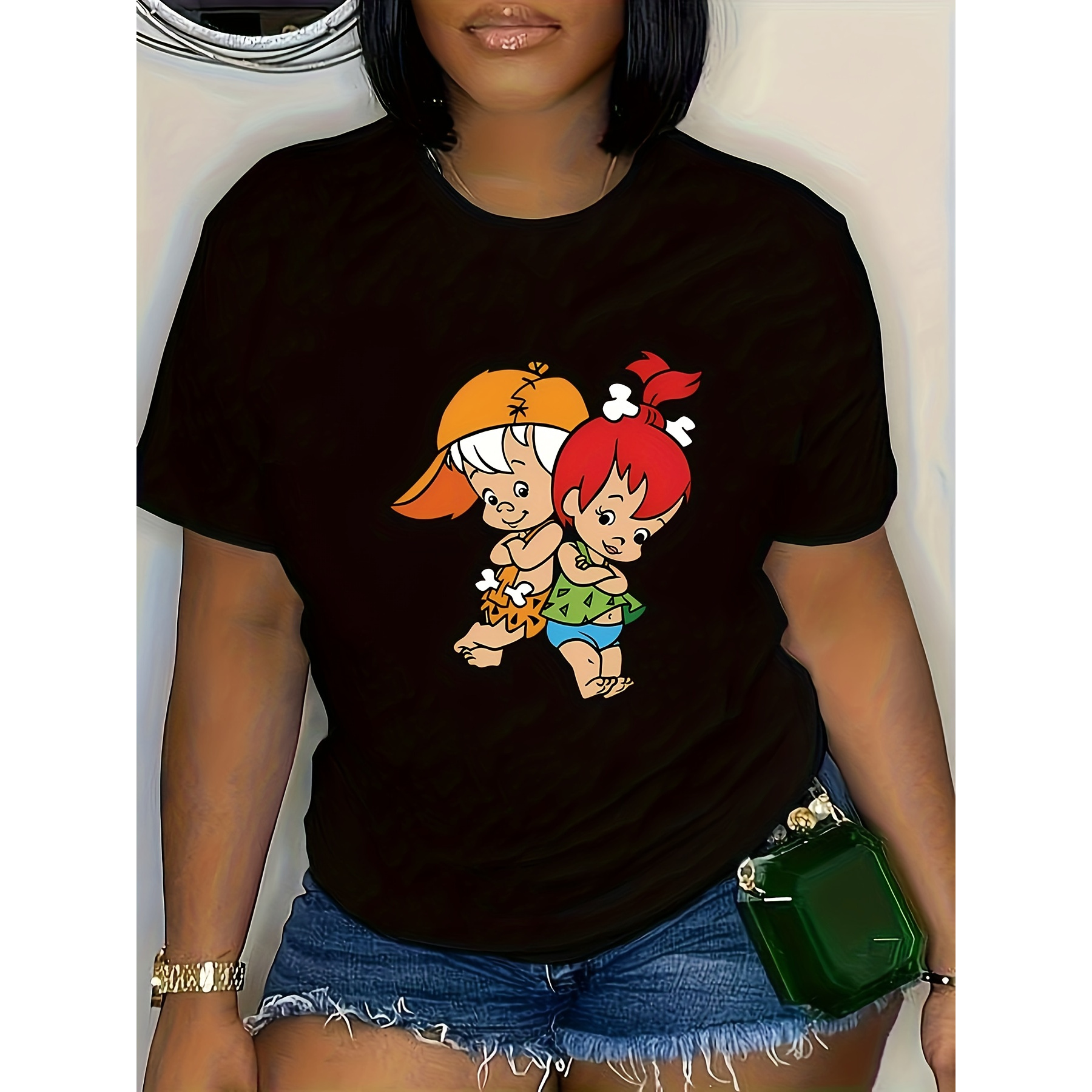 

Women's Casual Round Neck With Fun Cartoon Print - Soft, Fashion Top For Casual Attire