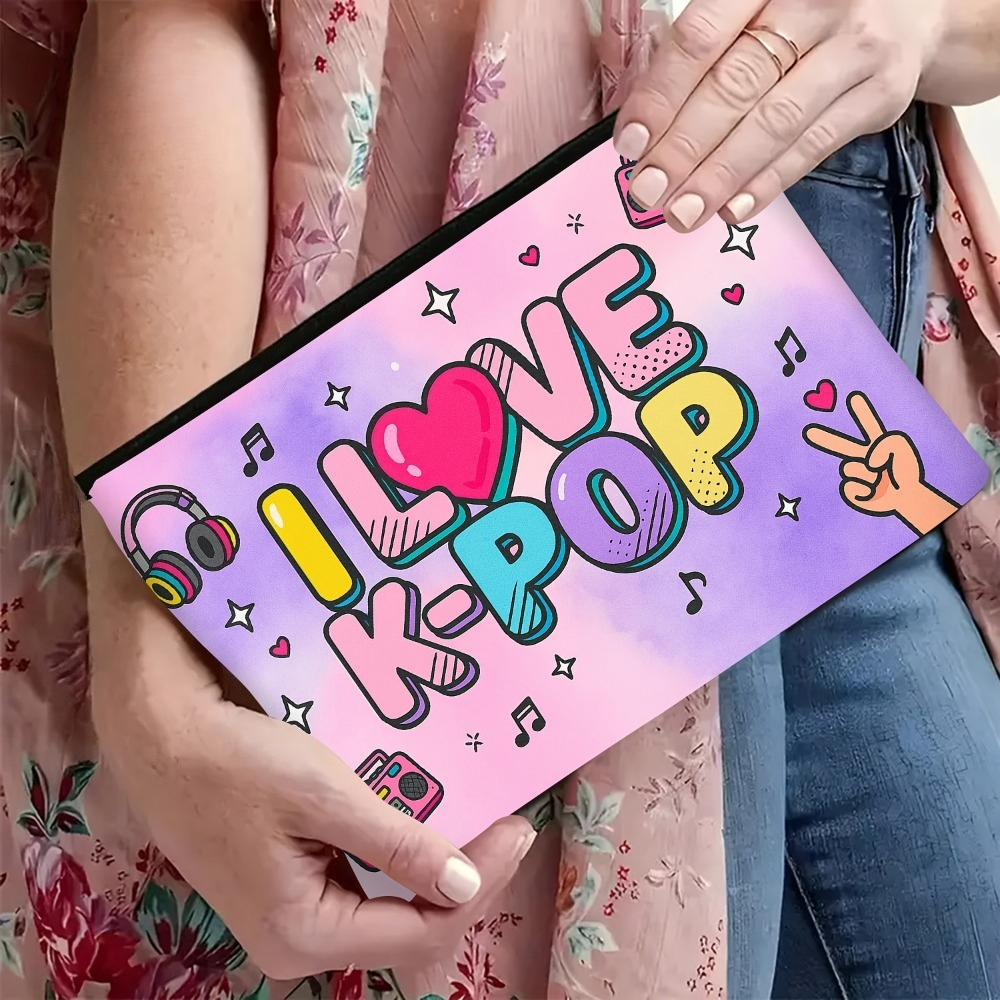 TEMU Borsa cosmetica da viaggio versatile a con carattere "-POP" e decorazione a forma di cuore, pochette per snack di emergenza, borsa portaoggetti