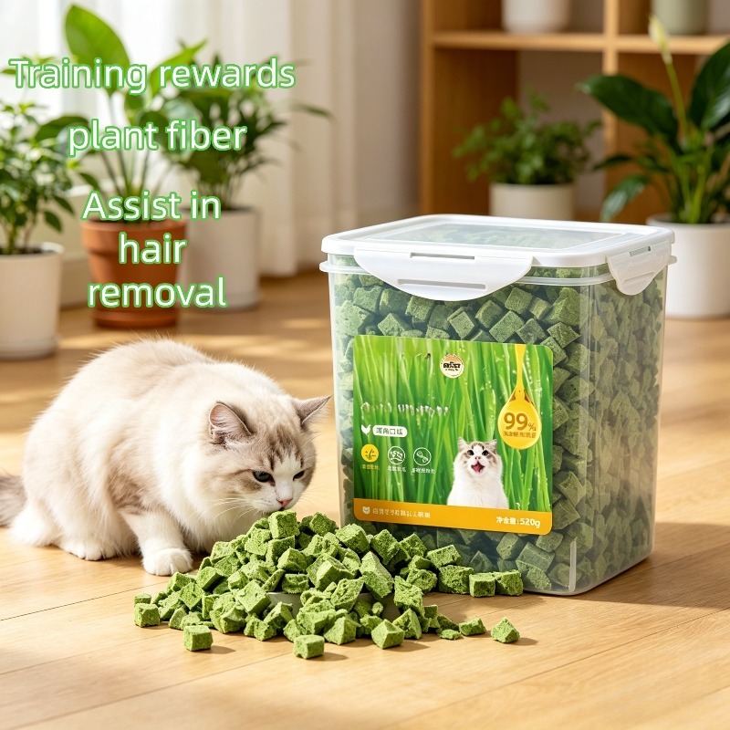 520  34  freeze dried cat grass   in barrels with chicken egg yolk flavor teeth cleaning pilling and digestive support suitable for   cats and kittens Product details 1