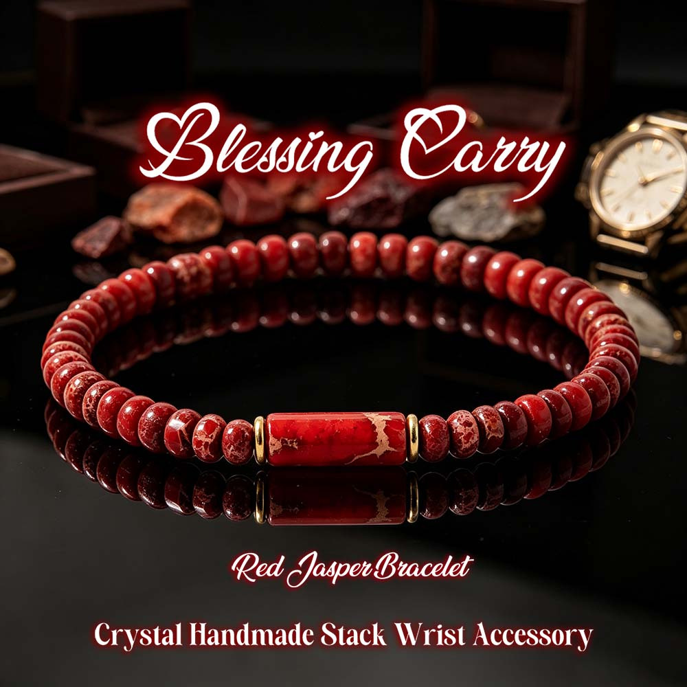 TEMU 1pc Blessing Carry Jasper Beaded Bracelet Easy All-match Daily Casual Wrist Jewelry For Men Women