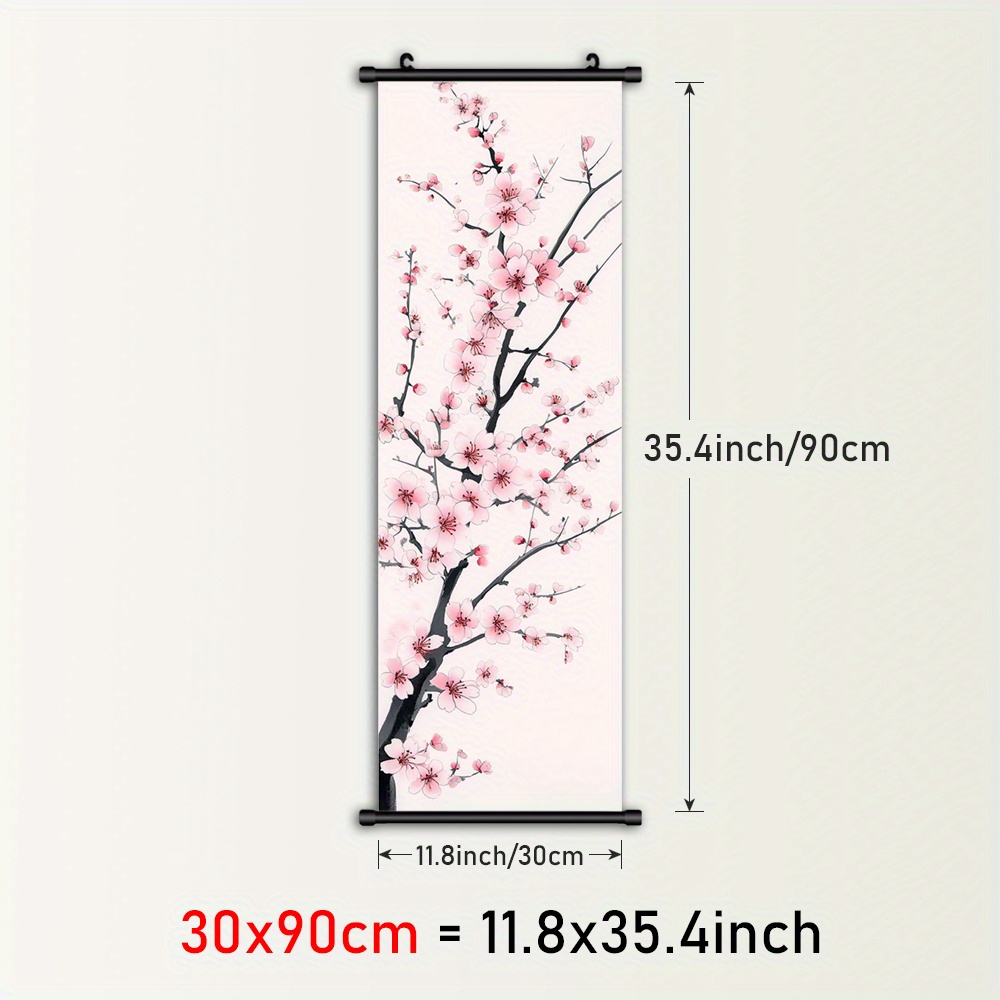 TEMU 1pc Affiche Encadrée Délicate, Peinture en Plastique de , Toile d'Art Mural de Fleurs Roses, Peinture de Rouleaux de Branche, Décoration Murale
