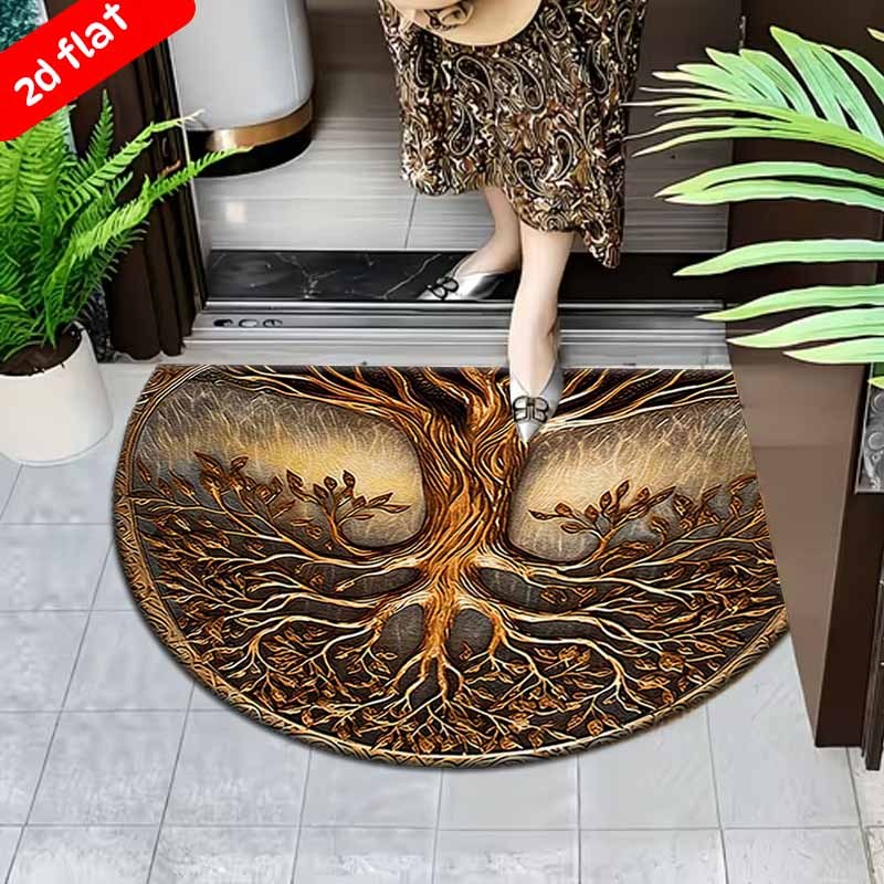 TEMU 1pc Large Semi-circular Tree Of Life Rug - Of Life Mat Suitable For Indoor/outdoor Use, Non-slip Machine Washable Suitable For Living Room,