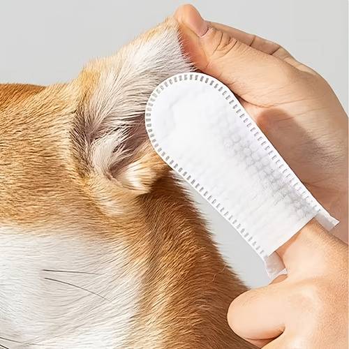 item picture 52pcs pet cleaning finger gloves disposable gloves for cats and dogs essential for removing dental calculus cleaning ears and pet oral care gentle gum care pet oral hygiene pet owners
