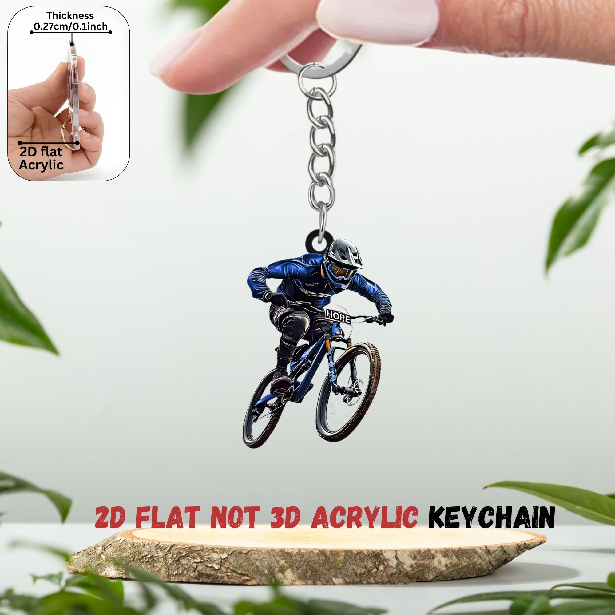 TEMU 2d Flat, 1pc/6pcs, Bike Cyclist Print Acrylic Keychain - With Iron Key Ring & Chain, Options For Backpack| Keys|holiday Party Decor - Creative