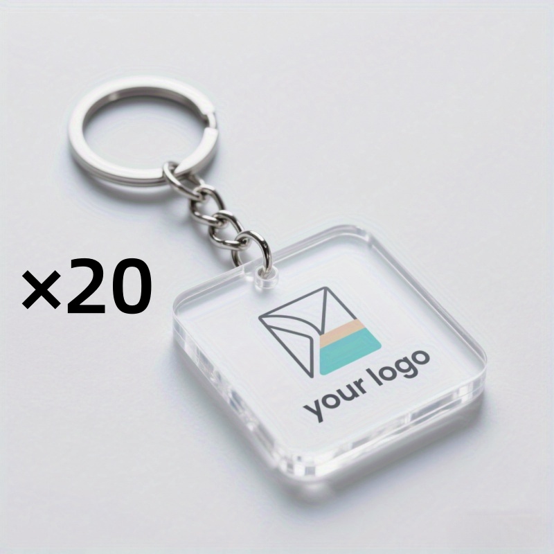 TEMU 20pcs Custom Acrylic Keychains With Personalized Photos, Text, Qr Codes, And Logos. Smooth, Transparent Surface With Durability And Texture.