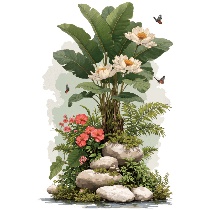 Large Plant Background Wall Sticker | , Glossy Finish, Self-adhesive, Single Use Decoration For Living Room