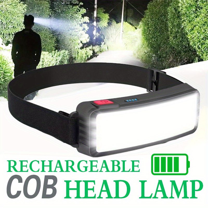 2pcs outdoor portable abs material lighting cob headlamp usb rechargeable led work light bright emergency head lamp for hiking camping fishing walking   adventure climb mountains