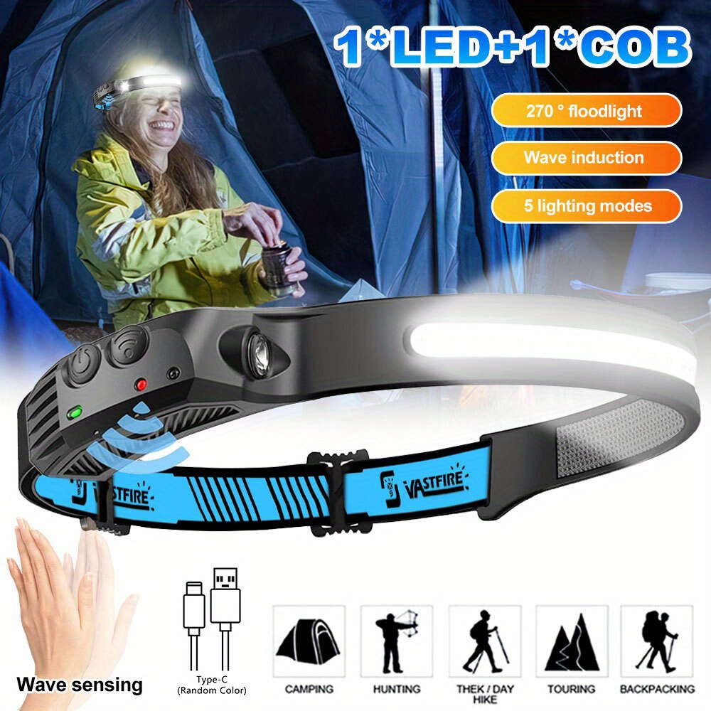 Lampe frontale puissante rechargeable à 5 LED avec batterie 18650 intégrée, lampe frontale de camping en plein air, lampe frontale acheter à prix bas - livraison gratuite, avis réels avec des photos