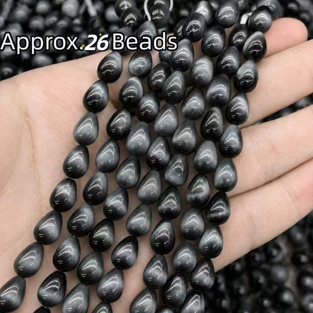 TEMU 26pcs/Set Gris Œil de Tigre de Matériau en Verre, Matériaux de Bijoux, Perles de Bijoux, Fait Main, Fournitures Décoratives, Peut Être Utilisé