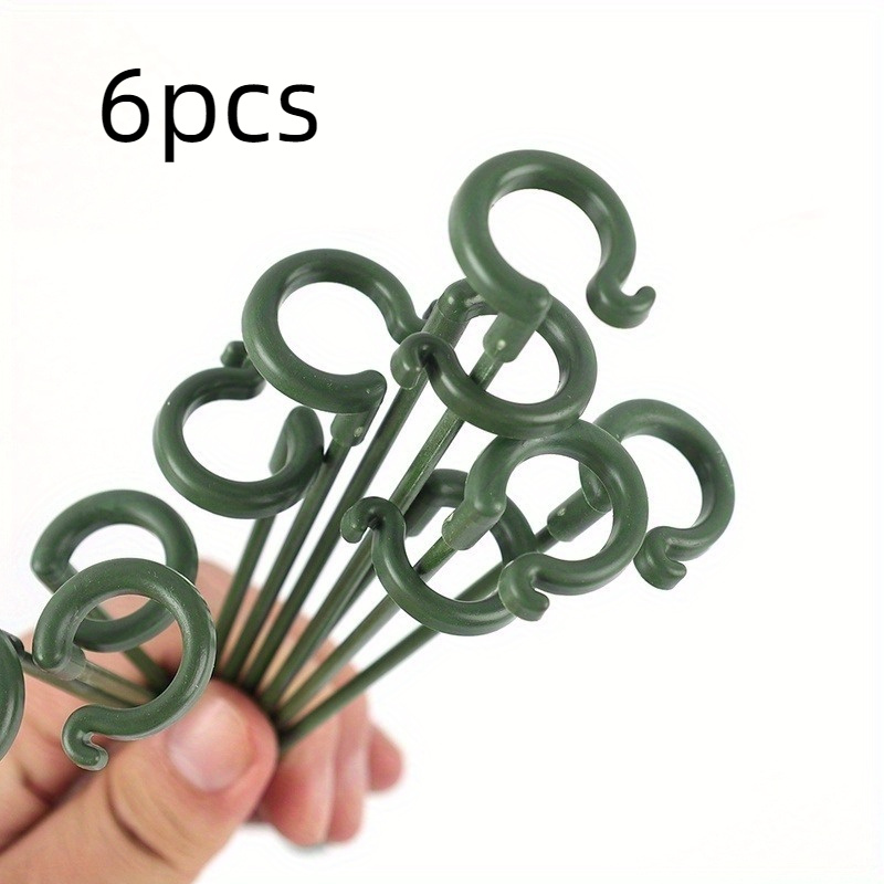TEMU 6pcs Green Plastic Plant Supports: Curved Ring Design, , Sturdy Straight Rod, Durable And Sturdy, Arrow Design, Non-damaging To Plants - Ideal