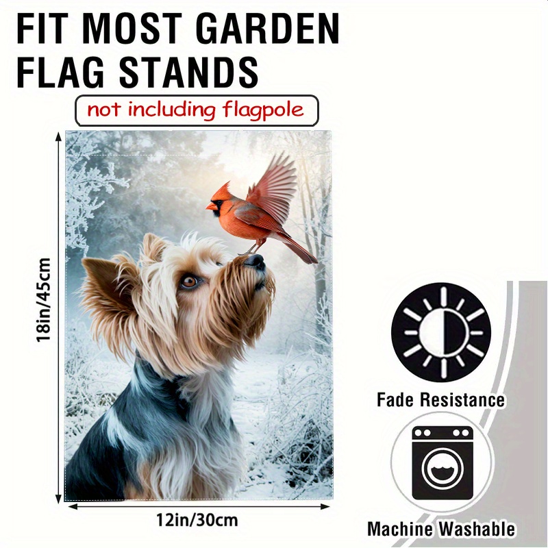 TEMU 2d Flat - 2d Flat - Flat 2d Design, Single Piece, Attractive Yorkshire Terrier And Red Flag, Without Flagpole, Measures 12x18 Inches, Made Of