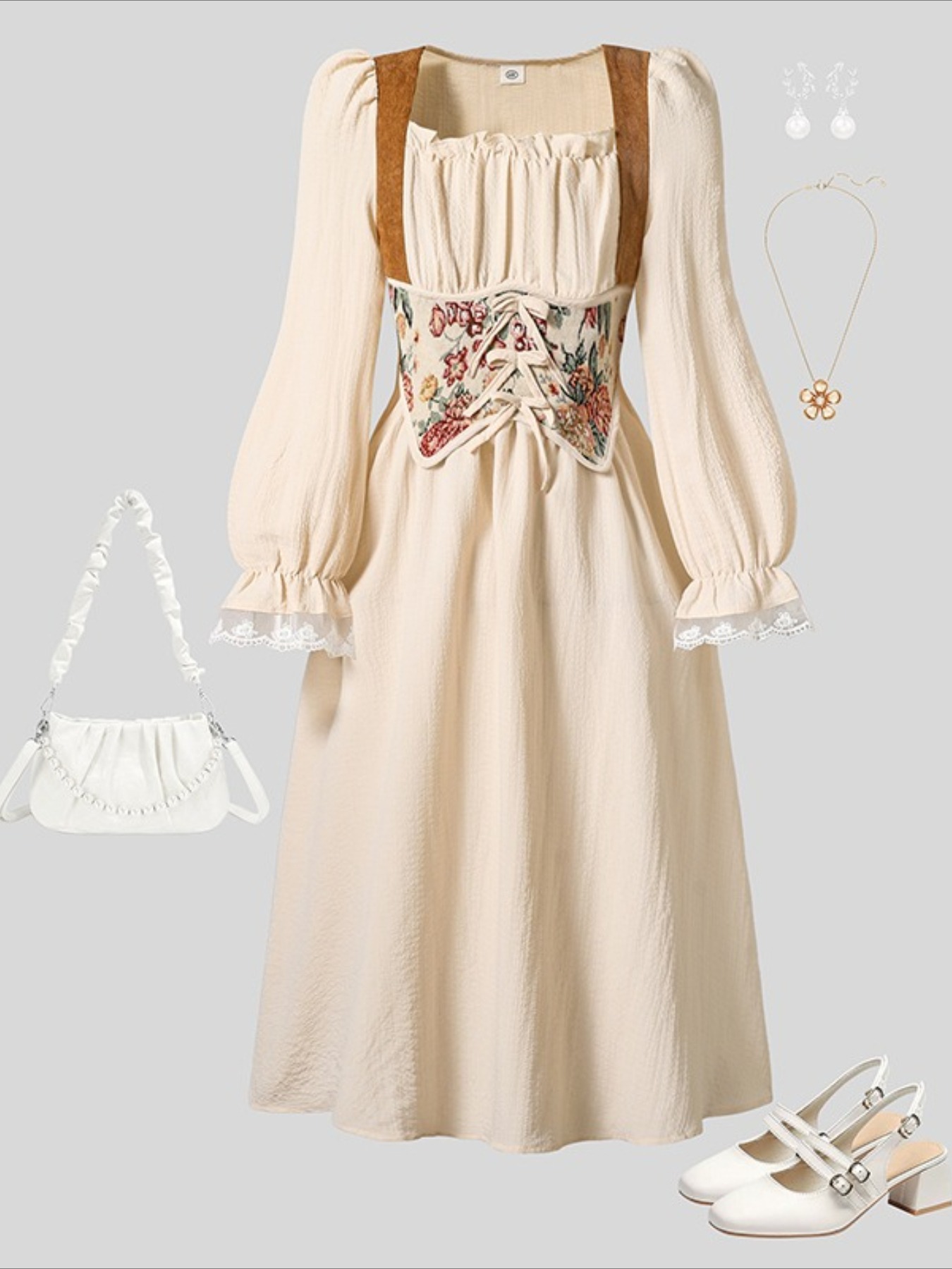 girls dress kids autumn style medieval retro long - Temu