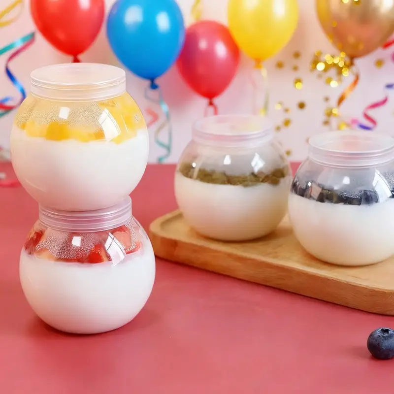 14 Stück Mini Plastik-Dessertbecher mit Deckel – Transparente Pudding-Schalen * für Joghurt, Mini-Kuchen, Party-Desserttisch-Dekoration – Ideal für Geburtstage, Hochzeiten, Babypartys – Vielseitiges