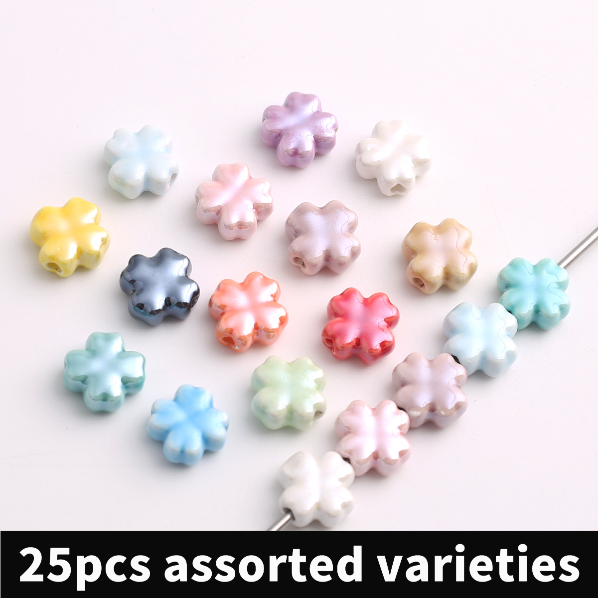 TEMU 15pz/25pz Perline Ceramiche a da 12mm Casuale e Assortimenti di Perline - Perline Ceramiche Creative a Forma di Croce per Kit per Creazione di