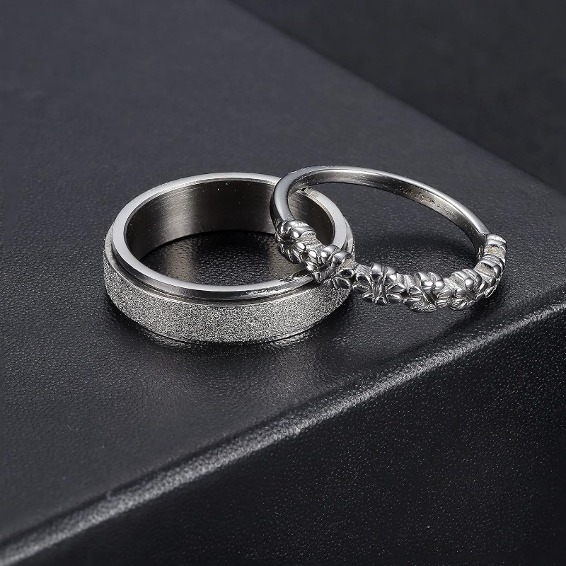 stainless steel fidget anxiety ring for women men fidget spinner rings moon star celtic stress relieving spinning ring wedding band rings set46  fidget spinner calming jewelry focus aid tool minimalist jewelry   ring smooth spinning design     fidget jewelry   tool   Product details 4