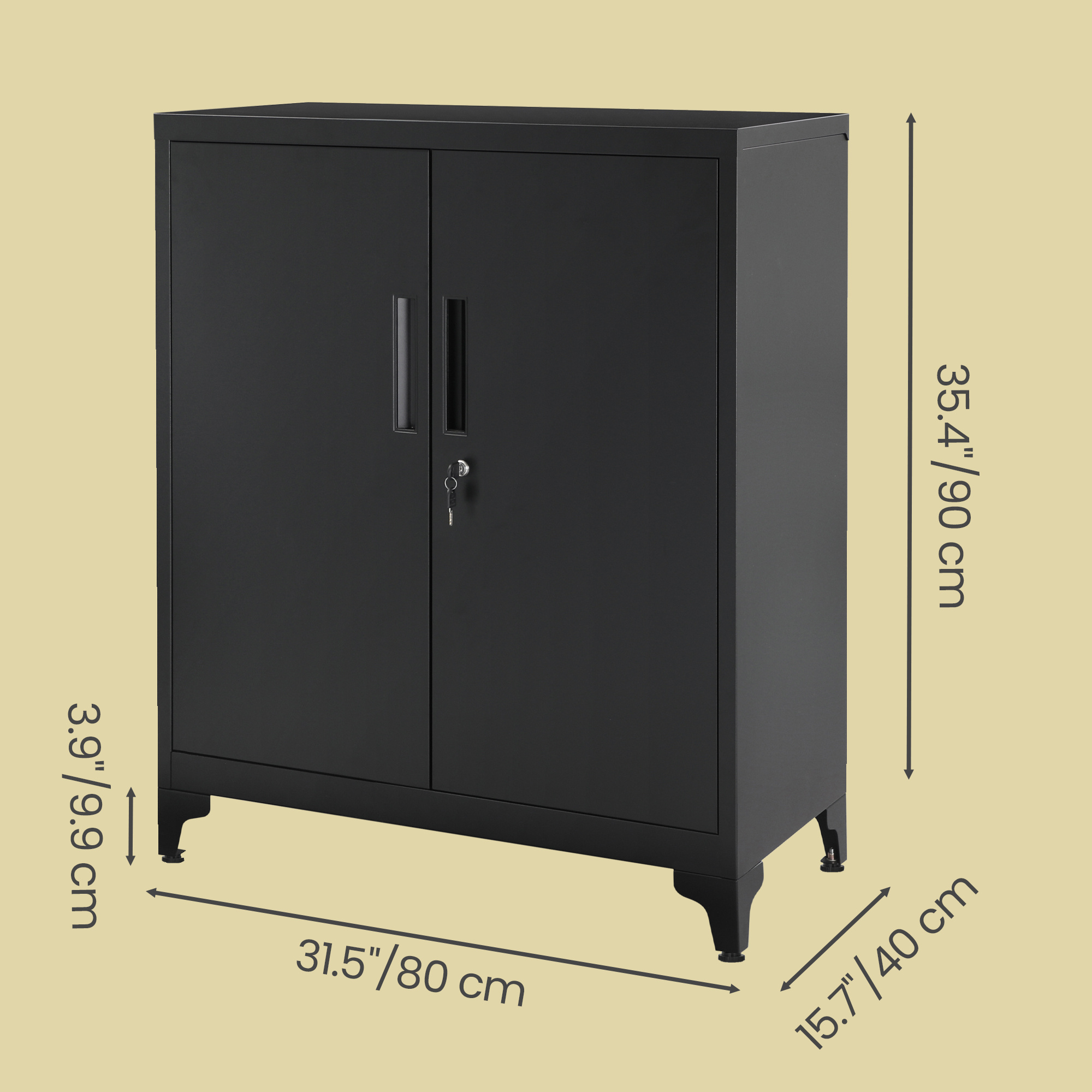   steel storage cabinet multipurpose lockable with 2 doors and storage shelves modern black office and garage cabinet floor mount