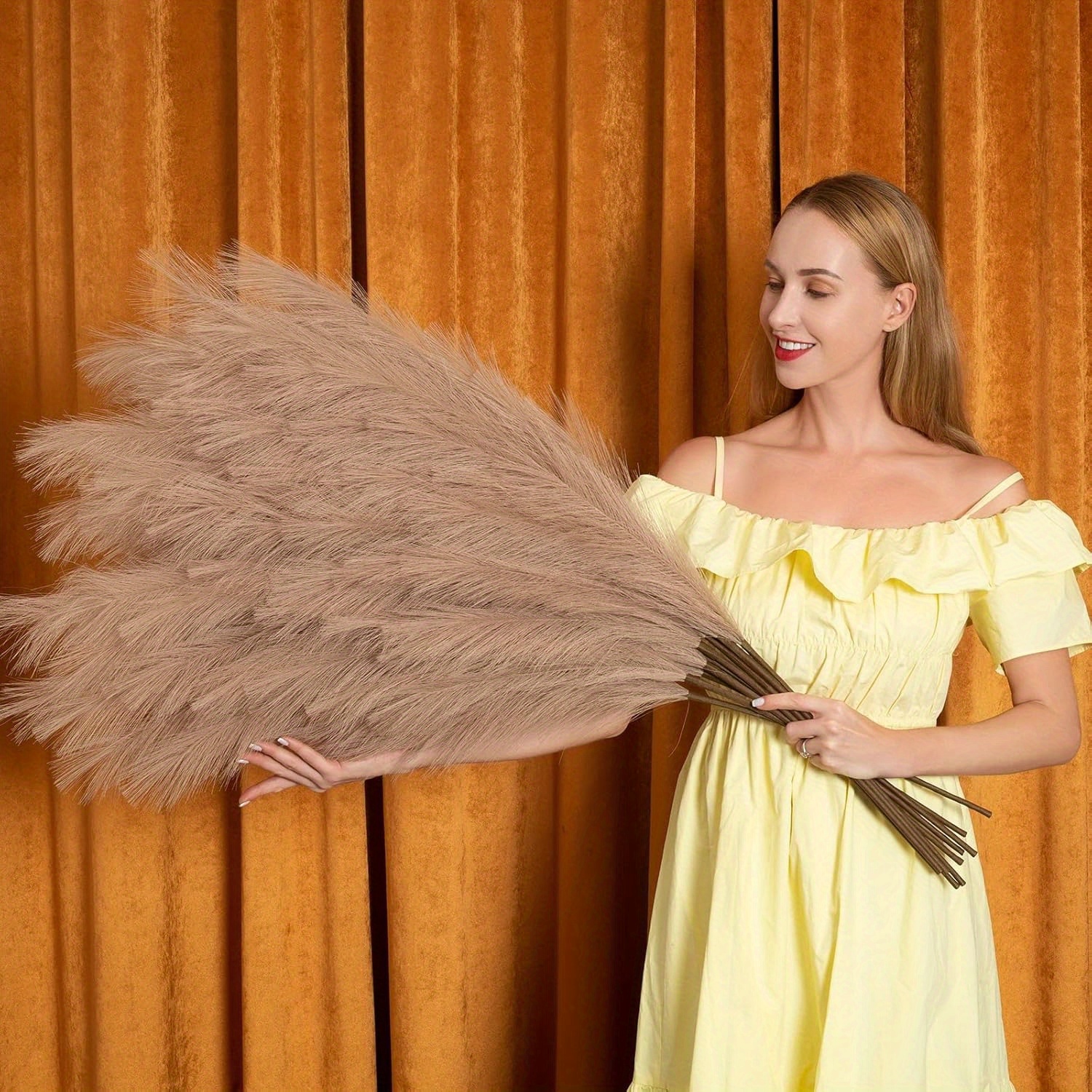8pcs Luxury Artificial Pampas Grass Decorations, 99.06 cm Tall - Soft, Fluffy Beige And White Stems, Ideal for Bohemian Home Decor, Weddings, Parties, Vase Arrangements, Garden Decor