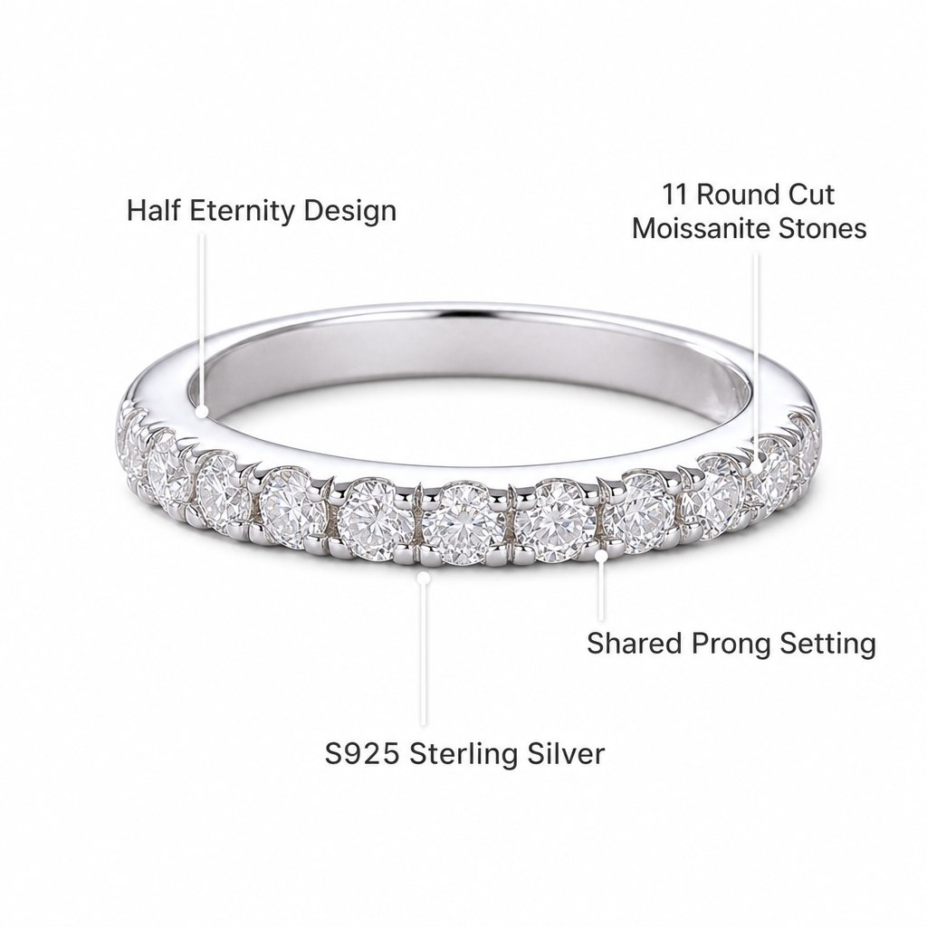 Men's Bling Moissanite Hip Hop Statement Ring, Fashion Accessory