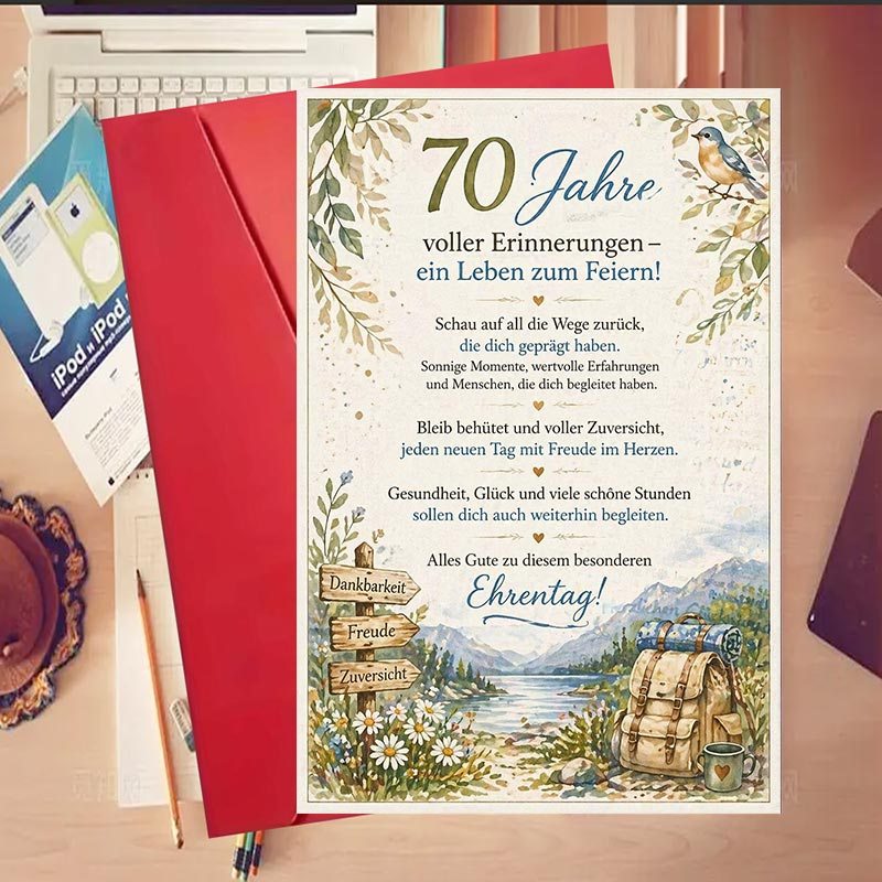 TEMU 1 Set Grußkarte zum 70. Geburtstag für Erwachsene – Ideal zur Feier von -Geburtstagen zum Ausdruck von Wünschen in malerischem Design