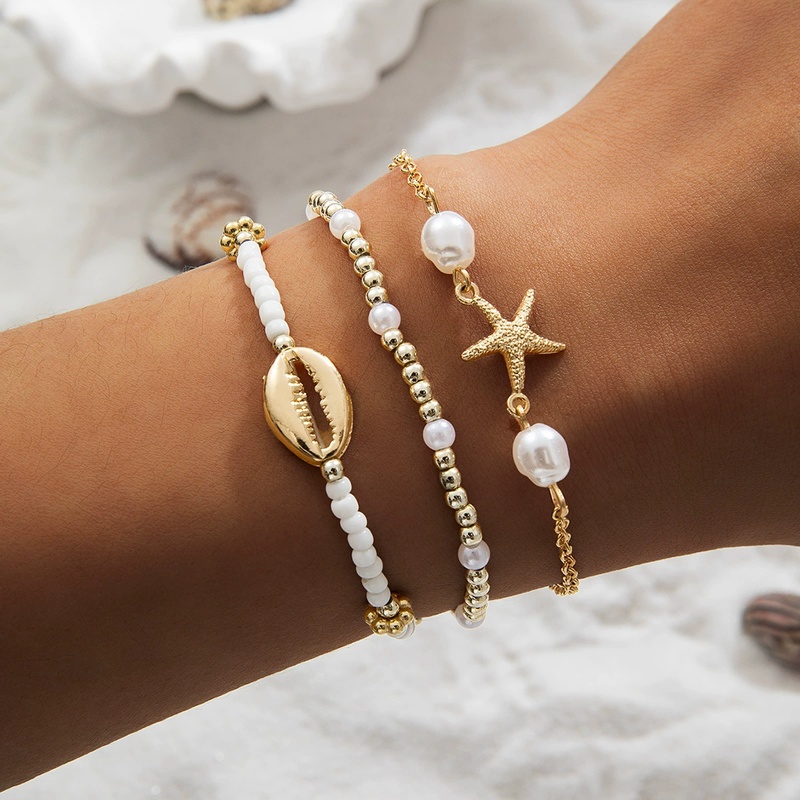 3pcs Ocean-Inspired Alloy Shell and Starfish Bracelets
