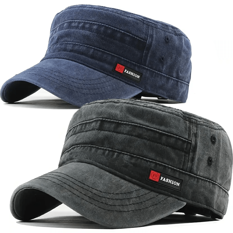 2pcs Adjustable Flat Top Hat, Lightweight And Versatile For Outdoor Activities - Stylish Black, Perfect Gift For Dad, Perfect For Parties And