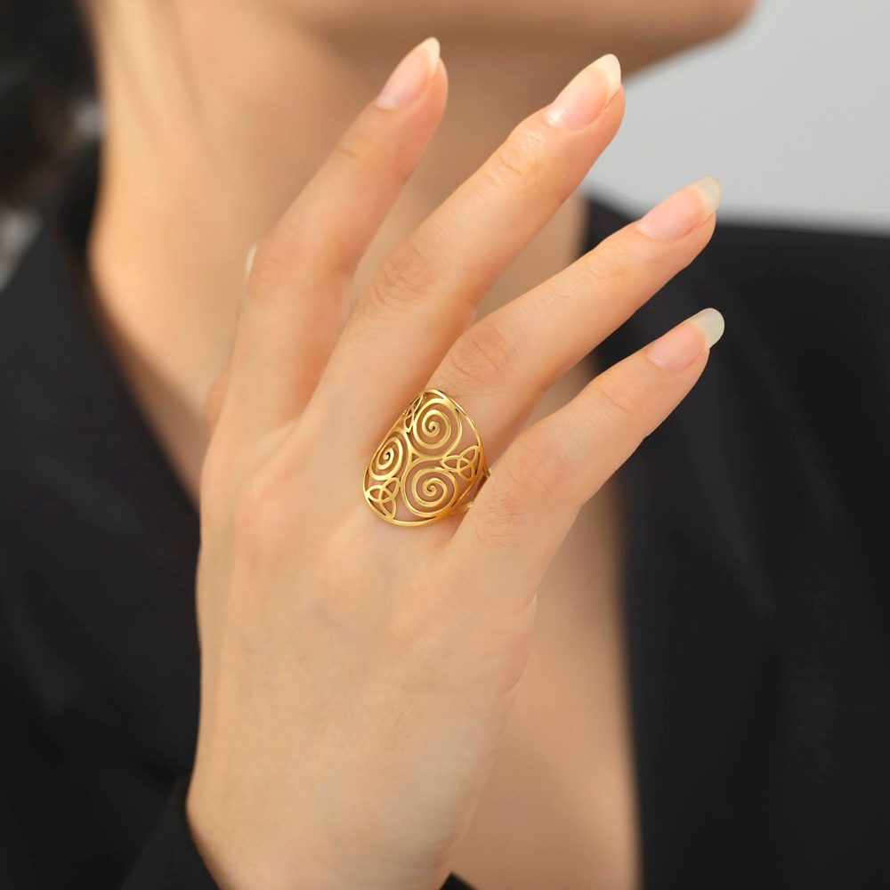Adjustable Triskelion Amulet Ring, Bohemian Celtic Knot