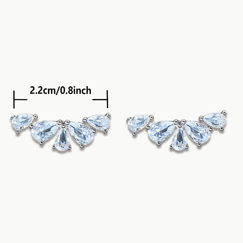 1 Pair Fan-Shaped Earrings with Water Drop Zirconia Inlay