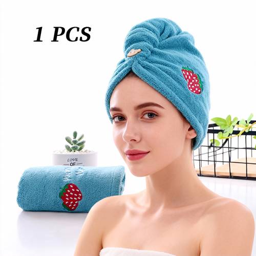 Women' Quick-Dry Microfiber Hair Towel Wrap Cap with Button Closure - Soft Absorbent Hair Drying Cap Suitable for Normal, Curly, Long & Thick Hair, Suitable for Spa, Swimming, Bathing, Gift for Wet Hair Care, Button-Fit