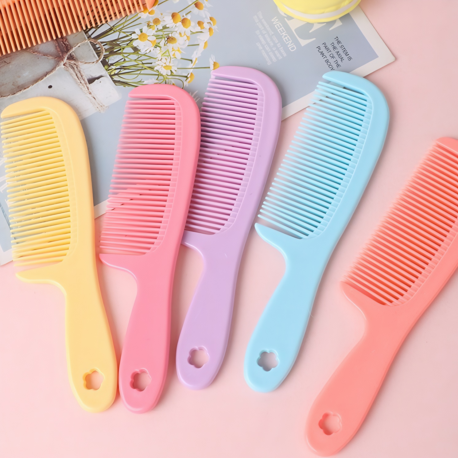 TEMU 5pcs/Pack Mini Peignes Colorés Mignons Peigne de Cheveux Portable Peigne à Frange, Brosses à Cheveux Exquises