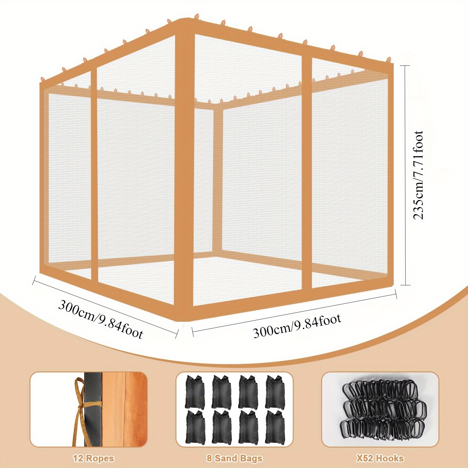 Image of Outdoor Hexagonal Gazebo Canopy Tent With Mesh Curtains, 6-sided Patio Garden With Zippered Netting Doors, Metal Frame For Backyard Dining, Lawn Parties, And Bbq Events