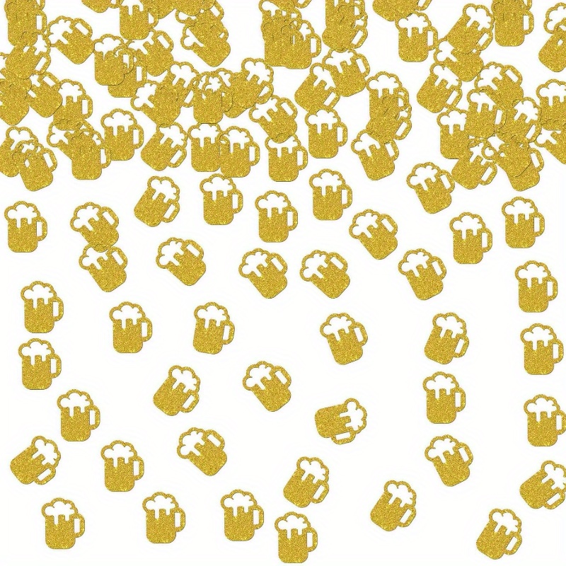 Image of 80pcs Glitter Beer Mug Confetti For Balloon Decoration, Birthday Wedding Bachelorette Party Table Decoration Scatters/ Party Decoration Supplies/golden Glitter