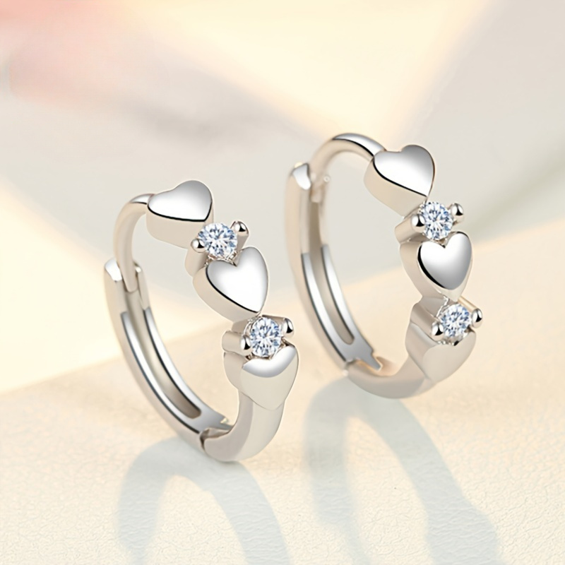 TEMU Women' Hoop Earrings Sexy & Heart-shaped Design, Suitable For & Party, December Birthstone, Zirconia Stones