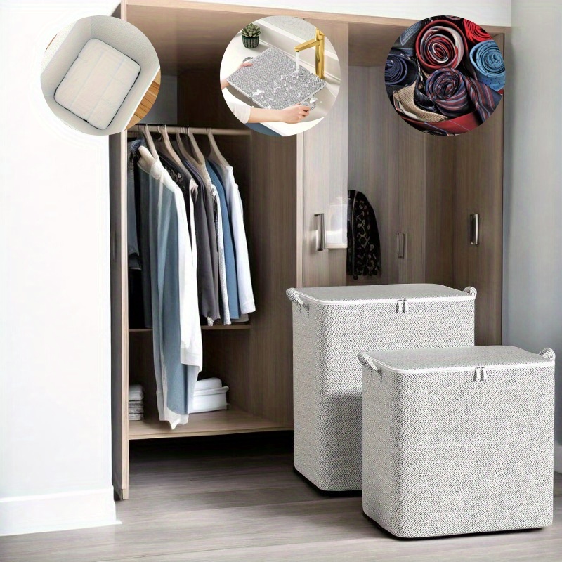 

Large Capacity Non-woven Fabric Storage Bin - Space-saving With Lid And Handles, Organizing Clothes, Toys, And Bedrooms! Essential For Dorms And Home Decoration, Ensuring Your Area Remains Tidy And .