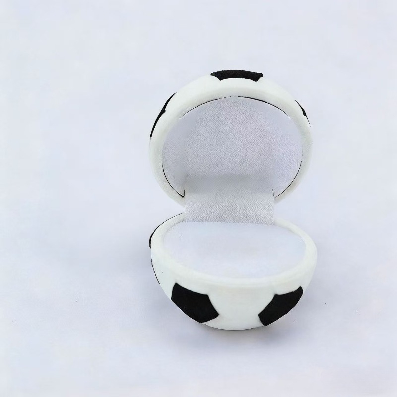 TEMU 2026 Football-themed Jewelry Box Suitable Canada Mexico Cup Gifts, Plastic Round Storage Case With Plastic Interior & Tabletop Display For Rings