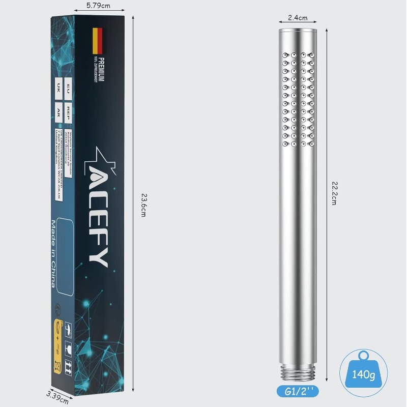 Handheld Shower Head with Water-Saving Features and Chrome Finish