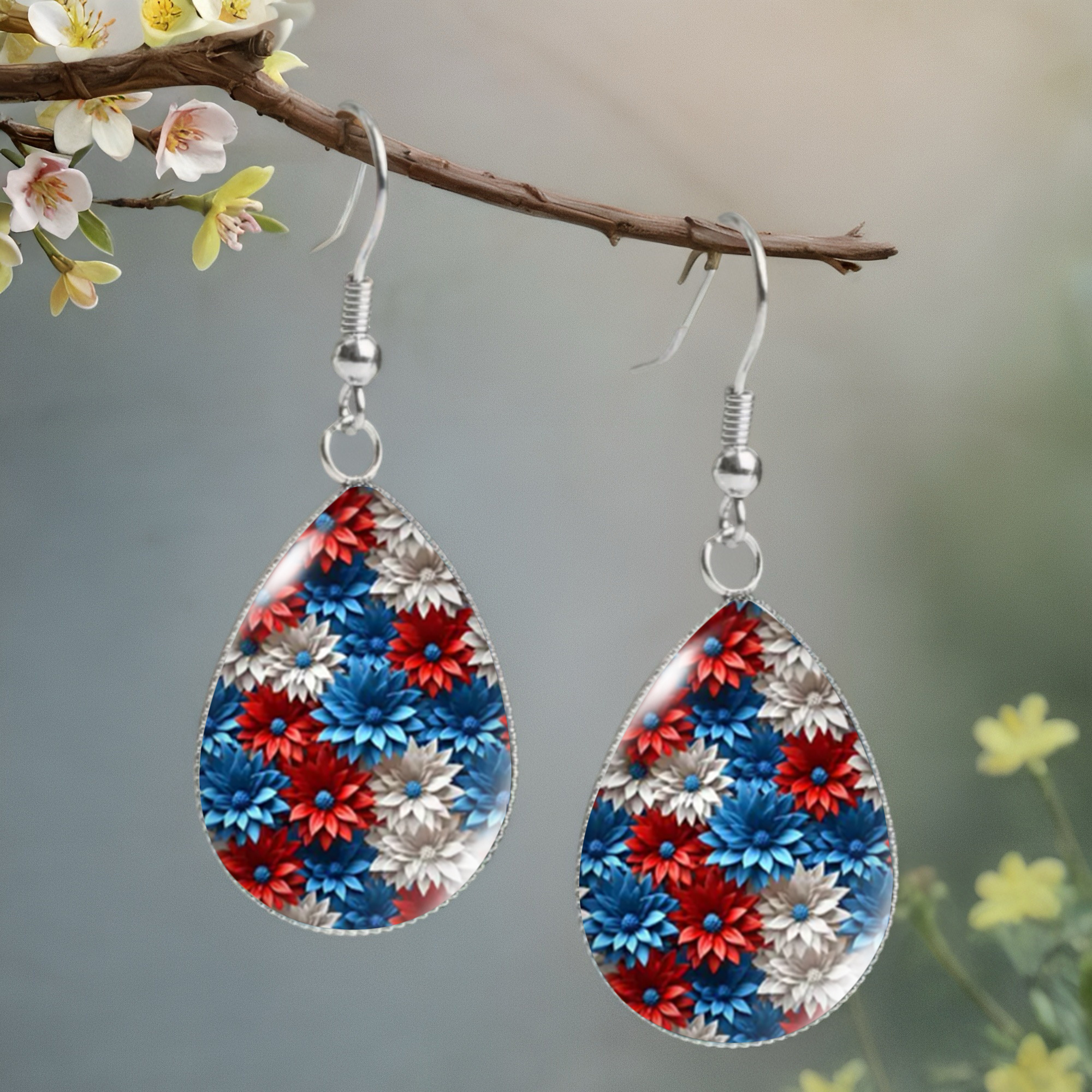 TEMU A Pair Of Patriotic Red, White, And Earrings, Jewelry That Embodies For Day, A Jewelry Gift For Her On July 4th, Without Battery