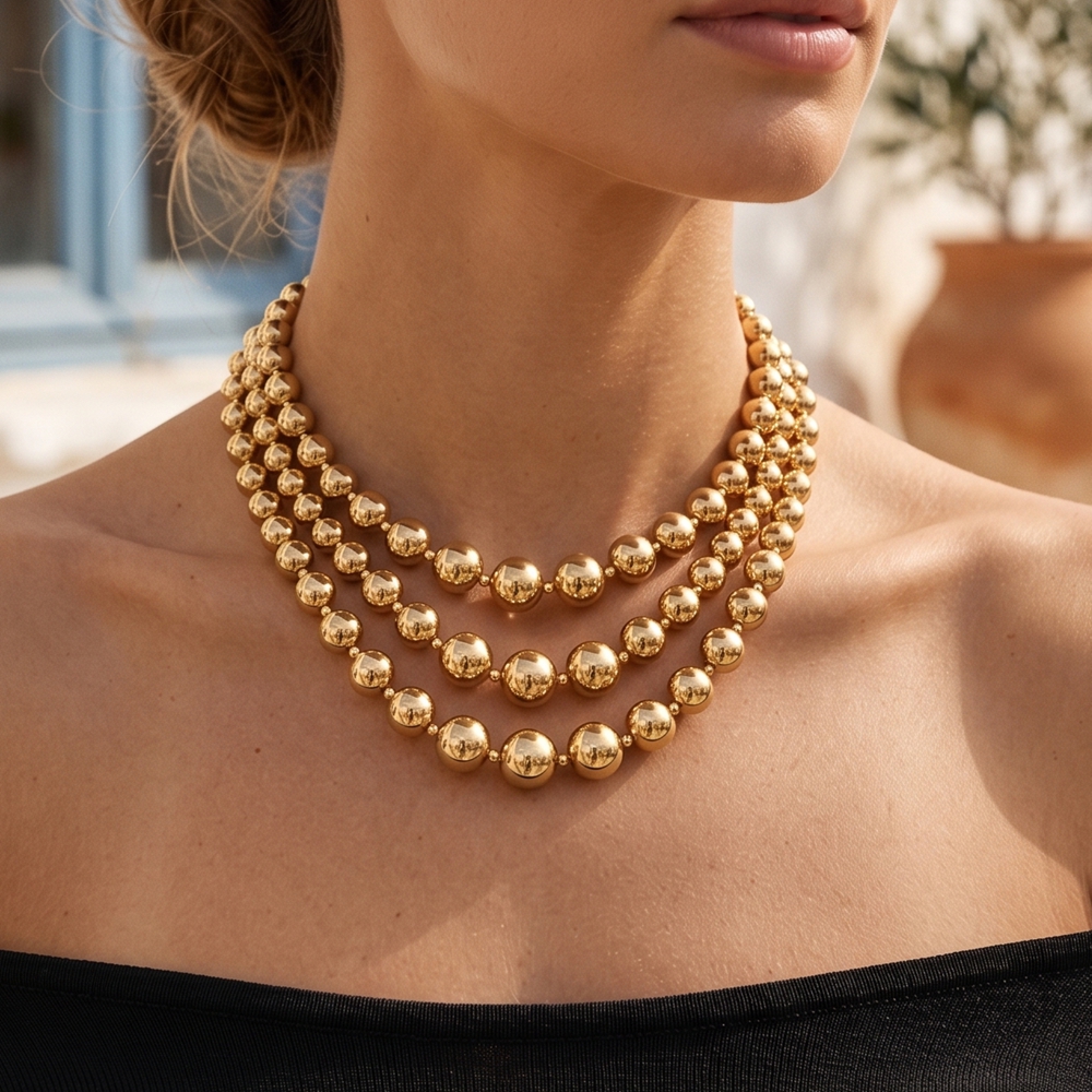 TEMU 3pcs Women's Fashion Choker Necklace Set, Bohemian Elegant Party Beaded Layered Necklace, Suitable For Daily Wear, Holiday Gifts, And Travel