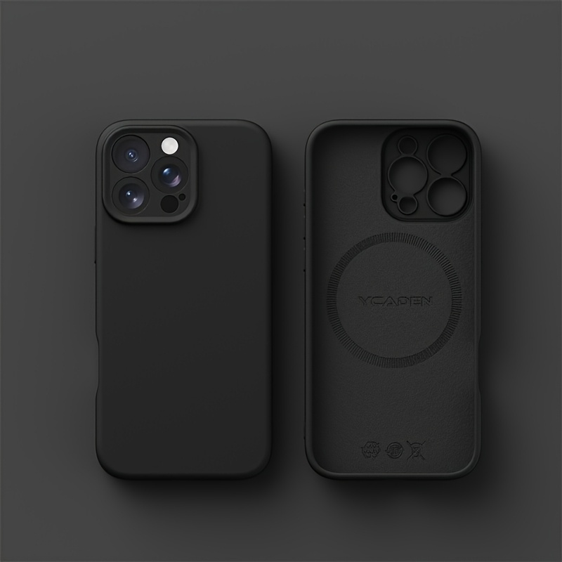 phone case phone case featuring a raised lens protection design   with smooth curved edges it presents a minimalist and elegant   compatible with   iphone 16 pro   15 14 13 12 11 built in soft lining with wireless charging