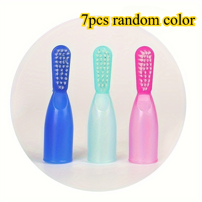 TEMU 7pcs Random Color Dog Finger Brushes, Comfortable Pet Dental Cleaning Set, Stain And Calculus Removal, Easy-to- Tools, Without Battery