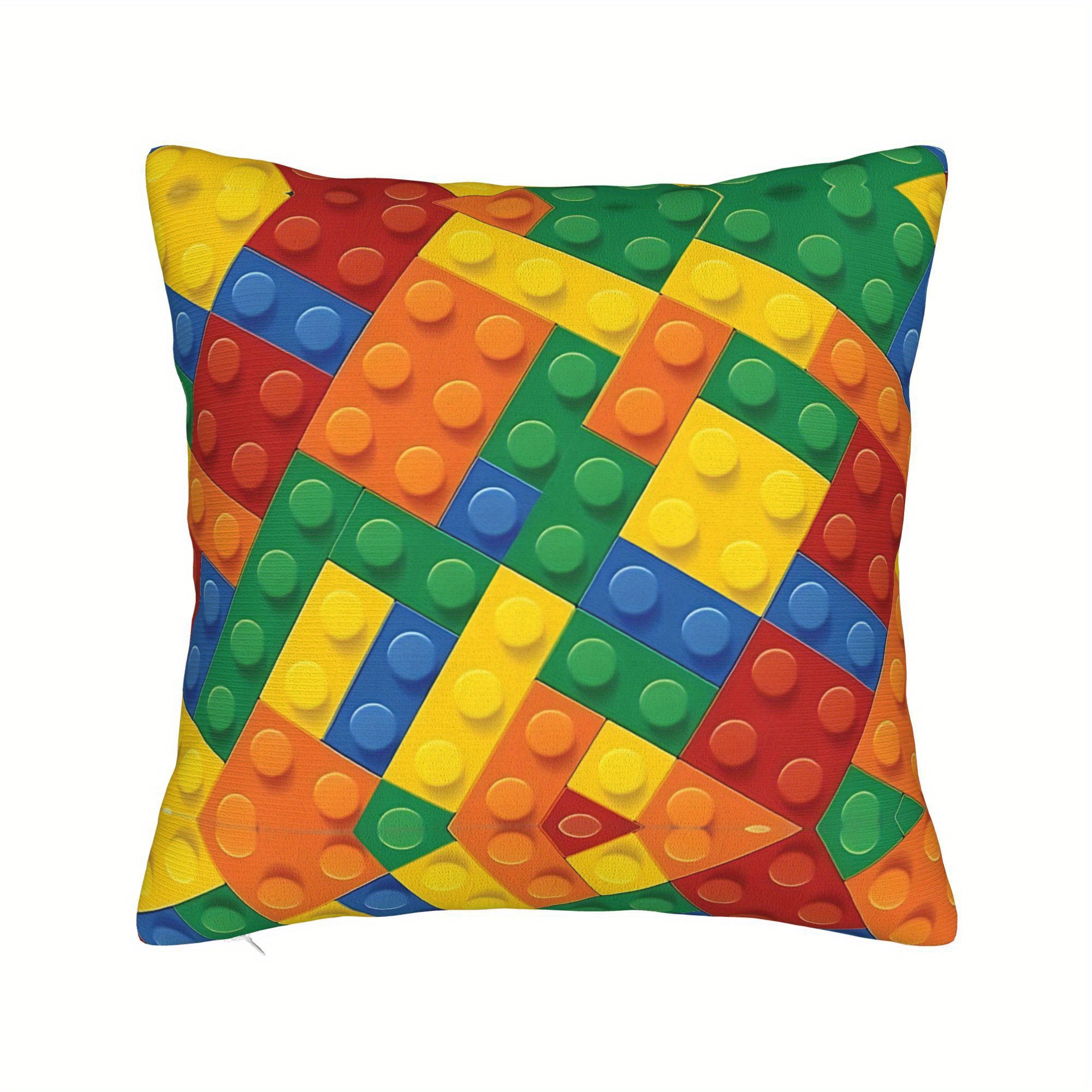 TEMU 2d Print Design Bricks Blocks Throw Pillowcase Cushion For Sofa Coussin Covers Decorative