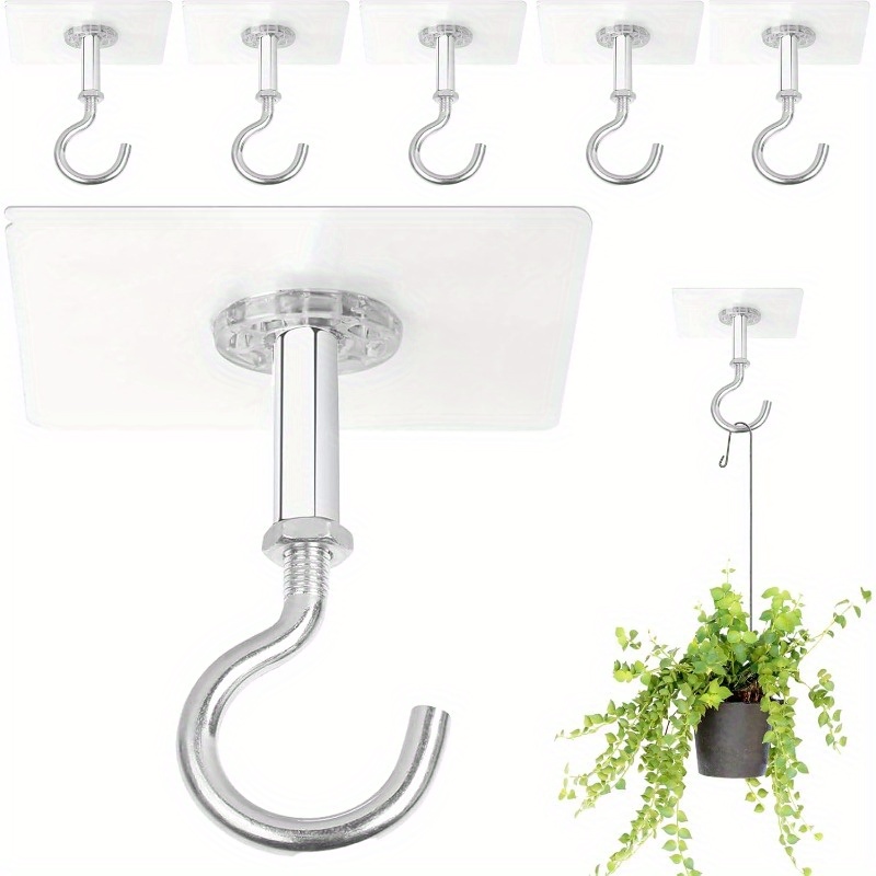 E-shop 5-er Pack Deckenhaken für Hängepflanzen, Klebehaken für Decken – Hochbelastbar bis zu 30 lbs, Haftet für Blumentöpfe, Lichter, Laternen,