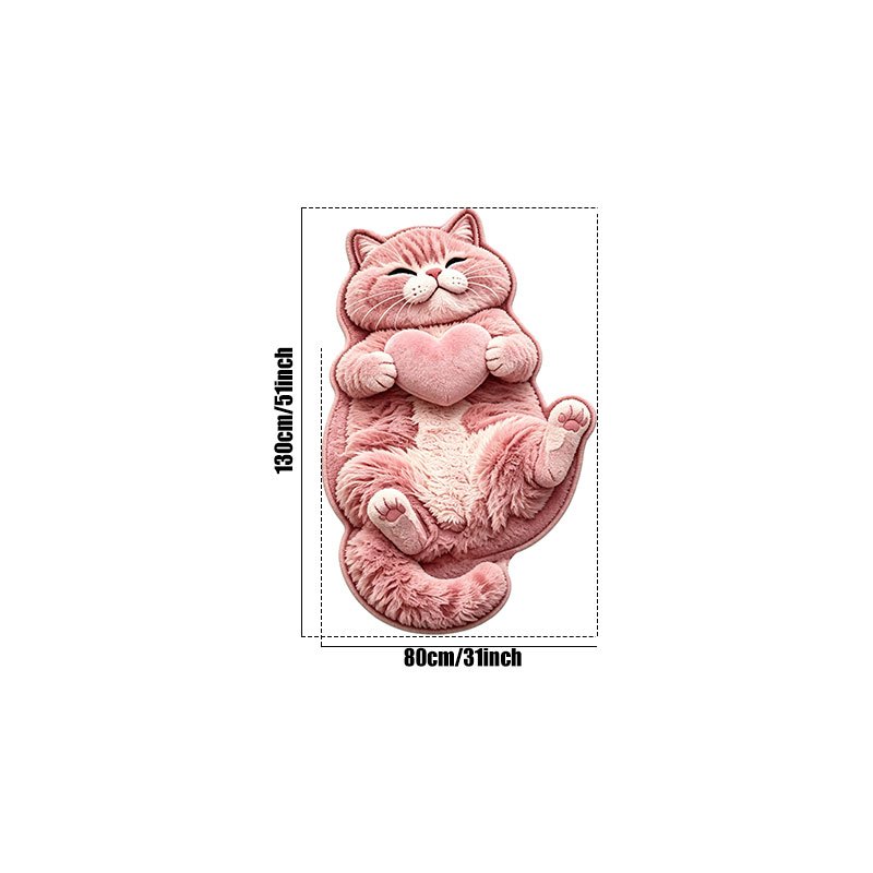 TEMU 1pc 1pcs Pink Cat Rug Suitable For Bedroom, Soft Irregular Shaped Handheld With Plastic Anti-slip Backing, Adhesive Suitable For Sofa, Coffee
