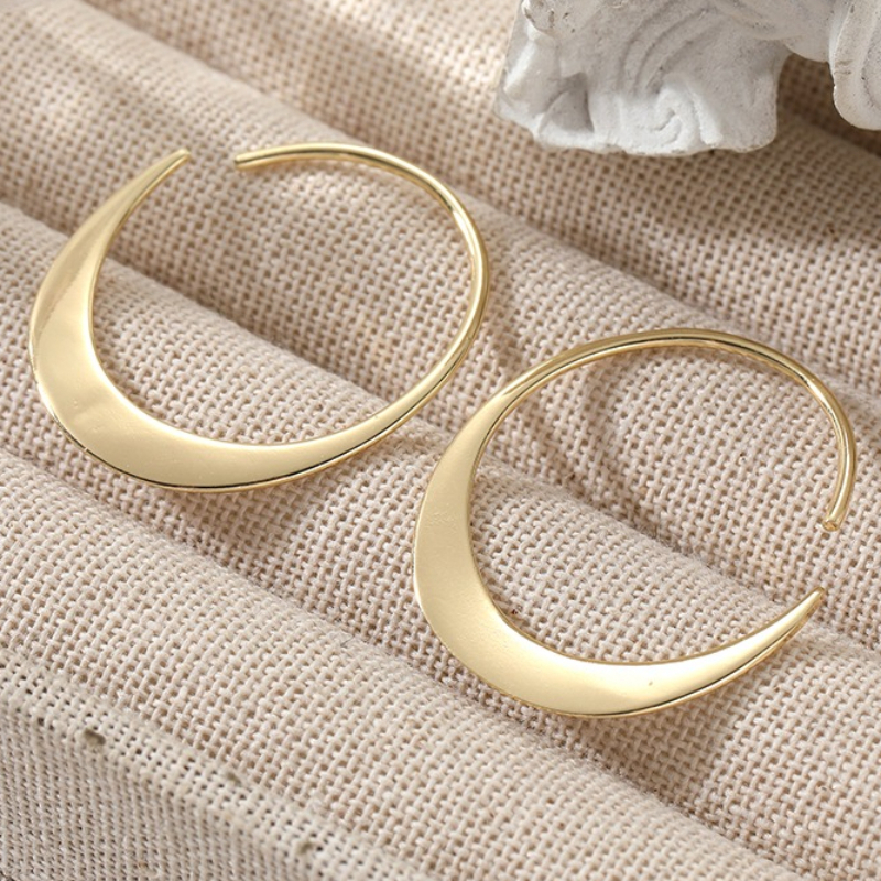 TEMU Minimalist Golden Hoop Earrings, Copper Products, Open Cuff Earrings, Bohemian Everyday Jewelry For Women