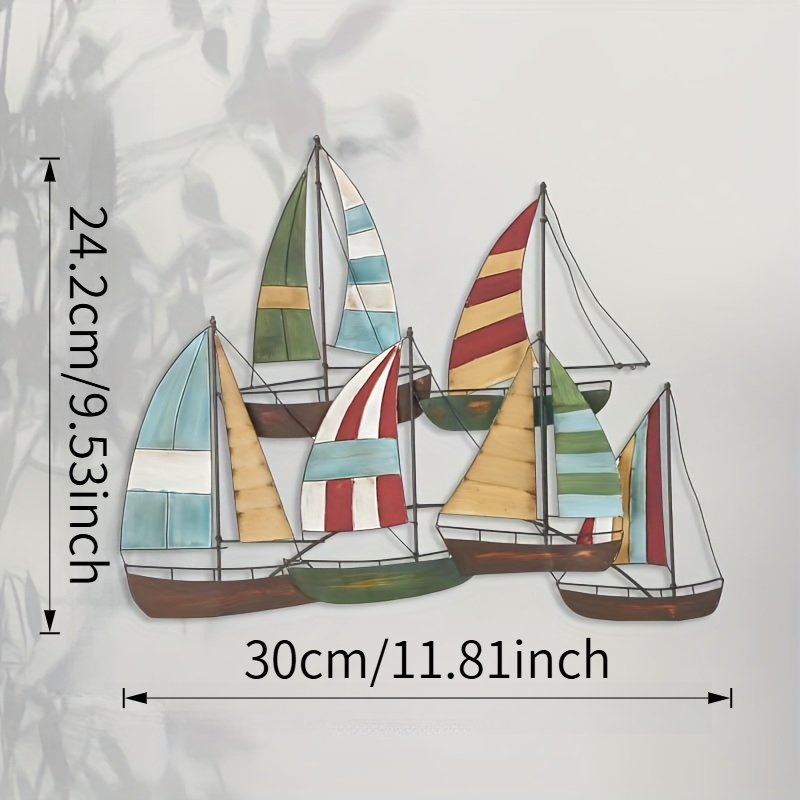 TEMU Piatto 2D, Un Pezzo Piatto 2D in Acrilico, 1 Decorazione da Parete a Forma di Barca a Vela in Acrilico - Design Multicolore a Forma di Barca a
