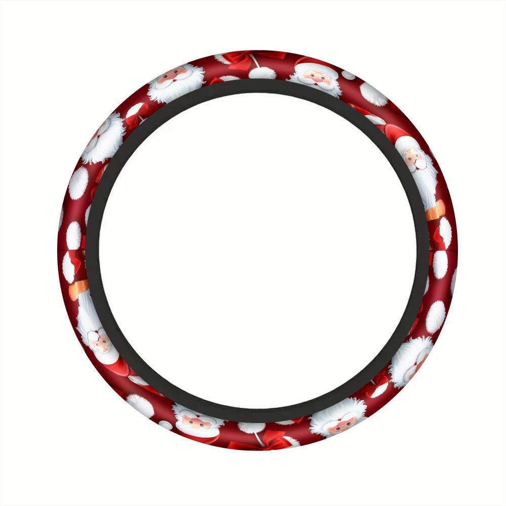TEMU 1pc, Santa Claus Head Print Car Steering Wheel Cover, Suitable For , Easy To Remove, Comfortable To Touch, Ideal For Winter Driving, Long Trips,