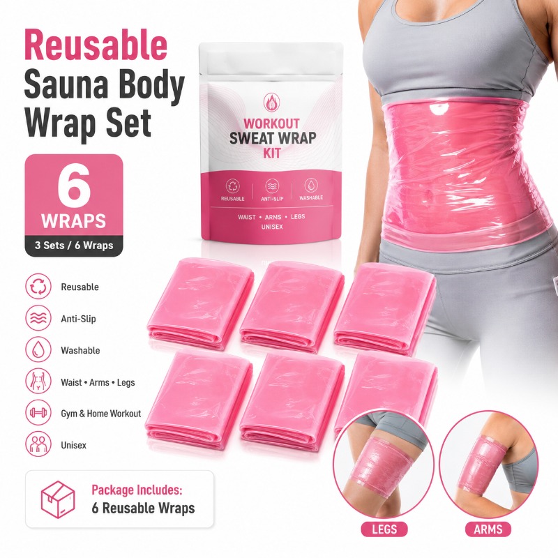 TEMU 6-pack Reusable Sauna Sweat-inducing Waist Trainer Belt - Adjustable Abdominal, Waist, Leg, And Arm Trainer For Leg Shaping, Breathable Fabric,